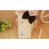 Wholesale - Pearl Bowknot & Gemstone Pattern Rhinestone Phone Case Back Cover for iPhone4/4S, iPhone5 F0001