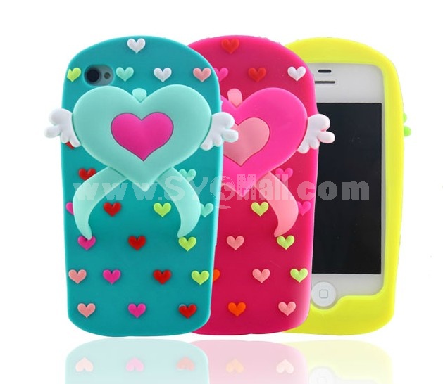 Lovely Heart Pattern Slipper Silicone Case for iPhone5