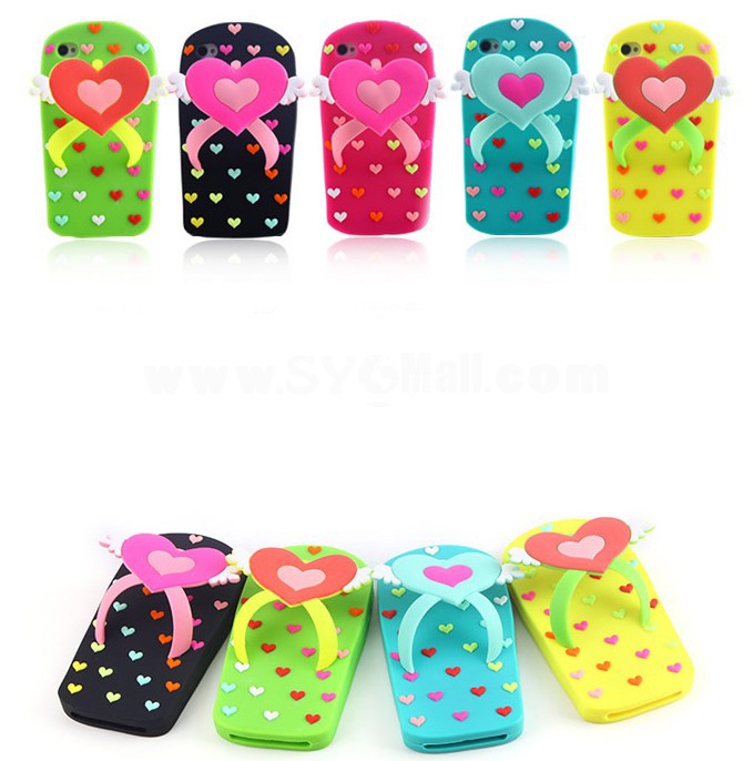 Lovely Heart Pattern Slipper Silicone Case for iPhone5