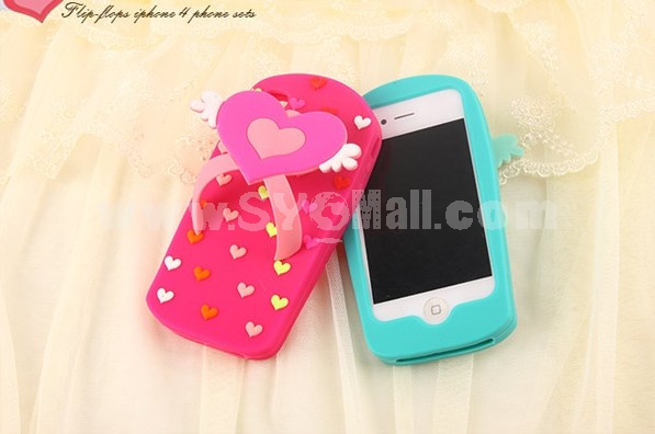 Lovely Heart Pattern Slipper Silicone Case for iPhone5