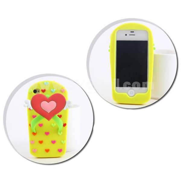 Lovely Heart Pattern Slipper Silicone Case for iPhone5