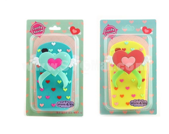 Lovely Heart Pattern Slipper Silicone Case for iPhone5