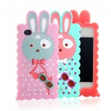 Wholesale - Cartoon Rabbit with Bowknot Décor Pattern Silicone Case for iPhone4/4s