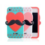 Wholesale - Lovely Heart with Beard Pattern Silicone Case for iPhone4/4s