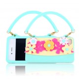 Wholesale - Lovely Handbag with Flora Décor Pattern Silicone Case for iPhone4/4s