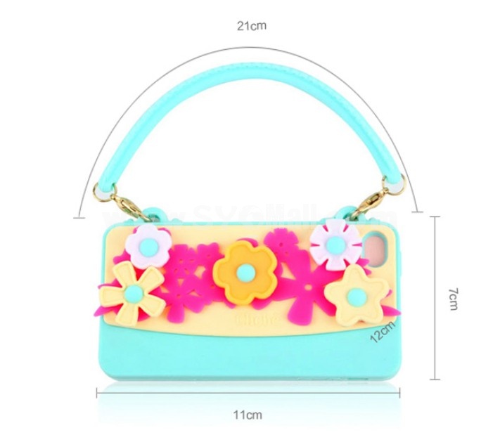 Lovely Handbag with Flora Décor Pattern Silicone Case for iPhone4/4s