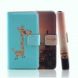 Wholesale - Cute Painting PU Leather Pattern Case with Card Slot for iPhone4/4s