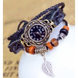 Wholesale - Retro Style Women's Hand Knitting Alloy Quartz Movement Glass Round Fashion Watcht (More Colors)