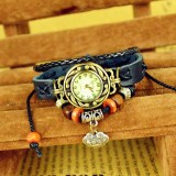 Wholesale - Retro Style Women's Hand Knitting Alloy Quartz Movement Glass Round Fashion Watcht (More Colors)