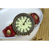 Wholesale - Retro Style Women's Leather Alloy Quartz Movement Glass Round Fashion Watcht (More Colors)