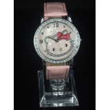 Wholesale - Retro Style Women's Pink PU Alloy Quartz Movement Glass Round Fashion Watch