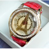 Wholesale - Retro Style Women's Towel Pattern Alloy Quartz Movement Glass Round Fashion Watch