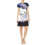 Wholesale - Sakura Printing Short Sleeve Slim Dress Evening Dress ct6282