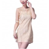 Wholesale - 5th Sleeve Grenadine Style Round Neck  Slim Dress Evenning Dress KC082