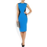 Wholesale - Blue & Black Color Joint Sleeveless Midium Dress Evening Dress