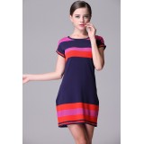 Wholesale - AS Color Contrast Knitting Dress Evening Dress ML13714