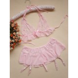 Lady Sexy Lingerie Nightwear Lace + Tulle Transparent Breast  B001