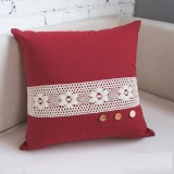 Wholesale - Home/Car Decoration Pillow Cushion Inner Included -- Lace & Wooden Button